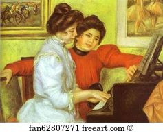 Yvonne and Christine Lerolle Playing the Piano