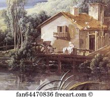 Landscape with a Temple and a Watermill. Detail