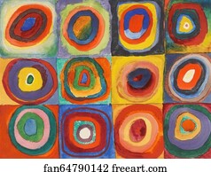 Color Study – Squares with Concentric Circles