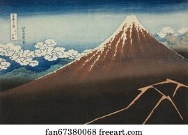 Shower Below the Summit (Sanka hakuu), from the series Thirty-six Views of Mount Fuji (Fugaku sanjurokkei)