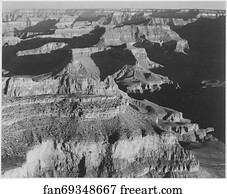 View, dark shadows to right, high horizon, "Grand Canyon National Park," Arizona.  Photographs of National Parks and Monuments, compiled 1941 - 1942, documenting the period ca. 1933 - 1942.