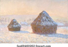 Wheatstacks, Snow Effect, Morning