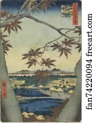 The maple leaves of Mama, Tekona shrine and Tsugi bridge