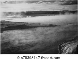 Steaming pool in foreground, high horizon, "Fountain Geyser Pool, Yellowstone National Park," Wyoming.  Photographs of National Parks and Monuments, compiled 1941 - 1942, documenting the period ca. 1933 - 1942.