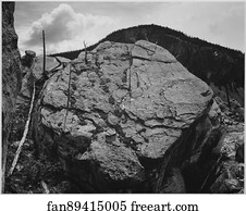 Boulder with hill in background, "Rocks at Silver Gate, Yellowstone National Park," Wyoming.  Photographs of National Parks and Monuments, compiled 1941 - 1942, documenting the period ca. 1933 - 1942.