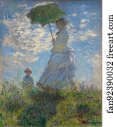 Woman with a Parasol - Madame Monet and Her Son
