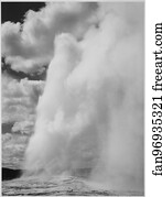 Old Faithful, Yellowstone National Park, Wyoming. (Vertical orientation).  Photographs of National Parks and Monuments, compiled 1941 - 1942, documenting the period ca. 1933 - 1942.