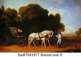 Park Phaeton with a Pair of Cream Pontes in Charge of a Stable Lad with a Dog