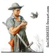 Bird Flying Art Print - Farmer And Birds