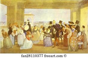 Loggia Art Print - Festival In Rome In October. Scene In The Loggia. (Invitation To Dance)
