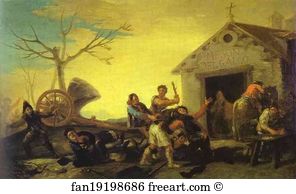 1777 Oil On Canvas Private Collection Art Print - Fight At The Cock Inn