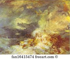 1835 Art Print - Fire At Sea