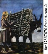 Oil On Oilcloth State Art Museum Of Georgia Art Print - Firewood Seller