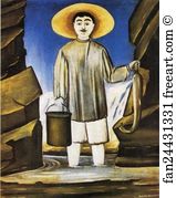 Oil On Oilcloth The Tretyakov Gallery Art Print - Fisherman Among Rocks