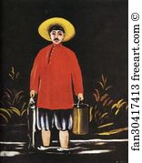 Shirt Art Print - Fisherman In A Red Shirt