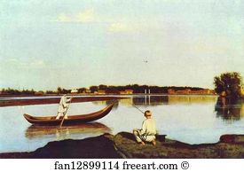 Fisherman Art Print - Fishermen. A View In The Estate Of Spasskoe