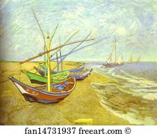 Beach Art Print - Fishing Boats On The Beach
