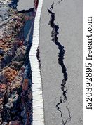 Free art print of Fissures and erosion of the asphalt road by the ...