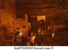 David Art Print - Flanders. In A Peasant Cottage