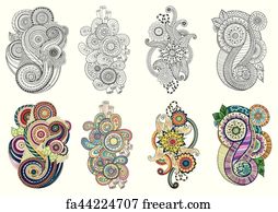 Free Art Print Of Tea And Coffee Theme Circle Tribal Doodle