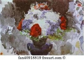 1886 87 Art Print - Flowers In A Blue Vase