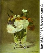 Crystal Art Print - Flowers In A Crystal Vase