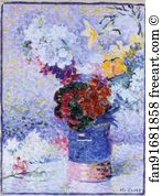 Henri Edmond Cross Delacroix Art Print - Flowers In A Glass