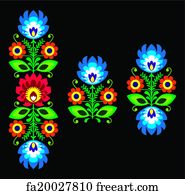 Free Art Print Of Polish Folk Embroidery With Flowers. Decorative 