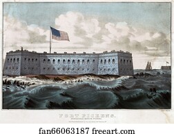 Print Art Print - Fort Pickens: Pensacola Harbor, Florida. Print Shows Fort Mcree On The Right
