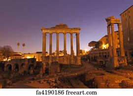 Free art print of Forum Romanum. Ruins at Forum Romanum at night