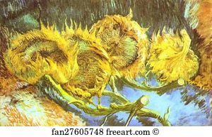 1887 Rijksmuseum Vincent Van Gogh Art Print - Four Cut Sunflowers