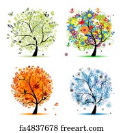 Free Art Print Of Four Seasons - Spring, Summer, Autumn, Winter. Art 