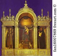 Frame Art Print - Frari Triptych, General View. Madonna And Child With Two Musical Angels Between Ss. Nicholas, Peter, Mark, And Benedict