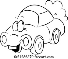 Free art print of Outline of Crashed Car. Outline cartoon of single car  stuck in ground | FreeArt | fa22531707