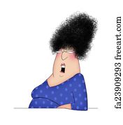 Free art print of Funny Frazzled Woman With Electrified Hair. Humor ...
