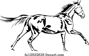 Free art print of Horse sketch with galloping arabian racehorse