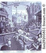1751 Engraving The British Museum Art Print - Gin Lane