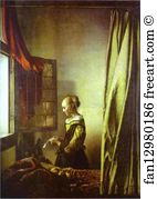 Letters Art Print - Girl Reading A Letter At An Open Window