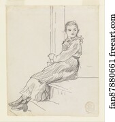 Steps Art Print - Girl Seated On A Porch Step