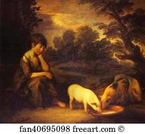 Pigs Art Print - Girl With Pigs
