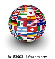 World Flags Art Print - Globe International World Flags