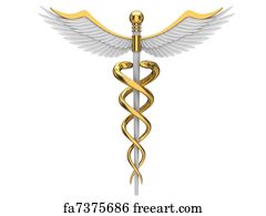 Free art print of Golden caduceus medical symbol. Golden caduceus ...