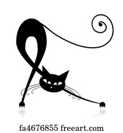 Free art print of Funny cat silhouette black for your design | FreeArt