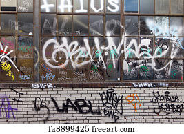 Free Art Print Of Dark Grungy Alley With Graffiti Background Dark Grungy Alleyway With Graffiti Covered Wall Texture Freeart Fa