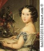 1849 Oil On Canvas The Russian Museum Art Print - Grand Duchess Maria Nikolaevna With Her Children. Detail