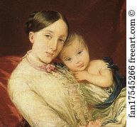 1849 Oil On Canvas The Russian Museum Art Print - Grand Duchess Maria Nikolaevna With Her Children. Detail