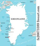 Free art print of Geographic Map of Greenland and Iceland. Map of ...