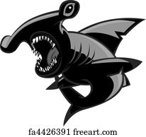 Free art print of Cute hammerhead shark cartoon. Vector illustration of