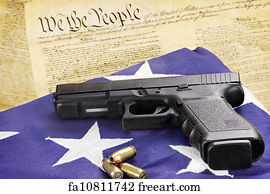 Military Art Print - Handgun And Constitution