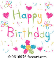 Free art print of Happy birthday card. Colorful birthday party card ...